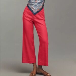 NWT Anthropologie The Colette 27 Tall Linen Blend Crop Wide-Leg Pants by Maeve